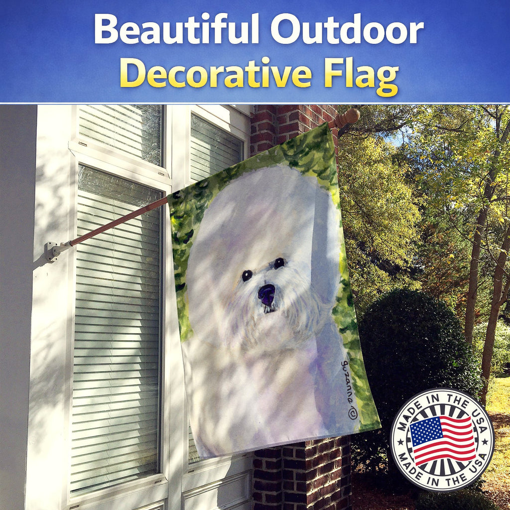 Bichon Frise House Flag 28x40 Porch Sleeve Pole Decorative Outside Yard Banner Artwork Wall Hanging, Polyester