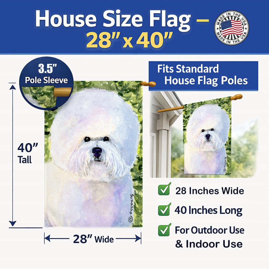 Bichon Frise House Flag 28x40 Porch Sleeve Pole Decorative Outside Yard Banner Artwork Wall Hanging, Polyester