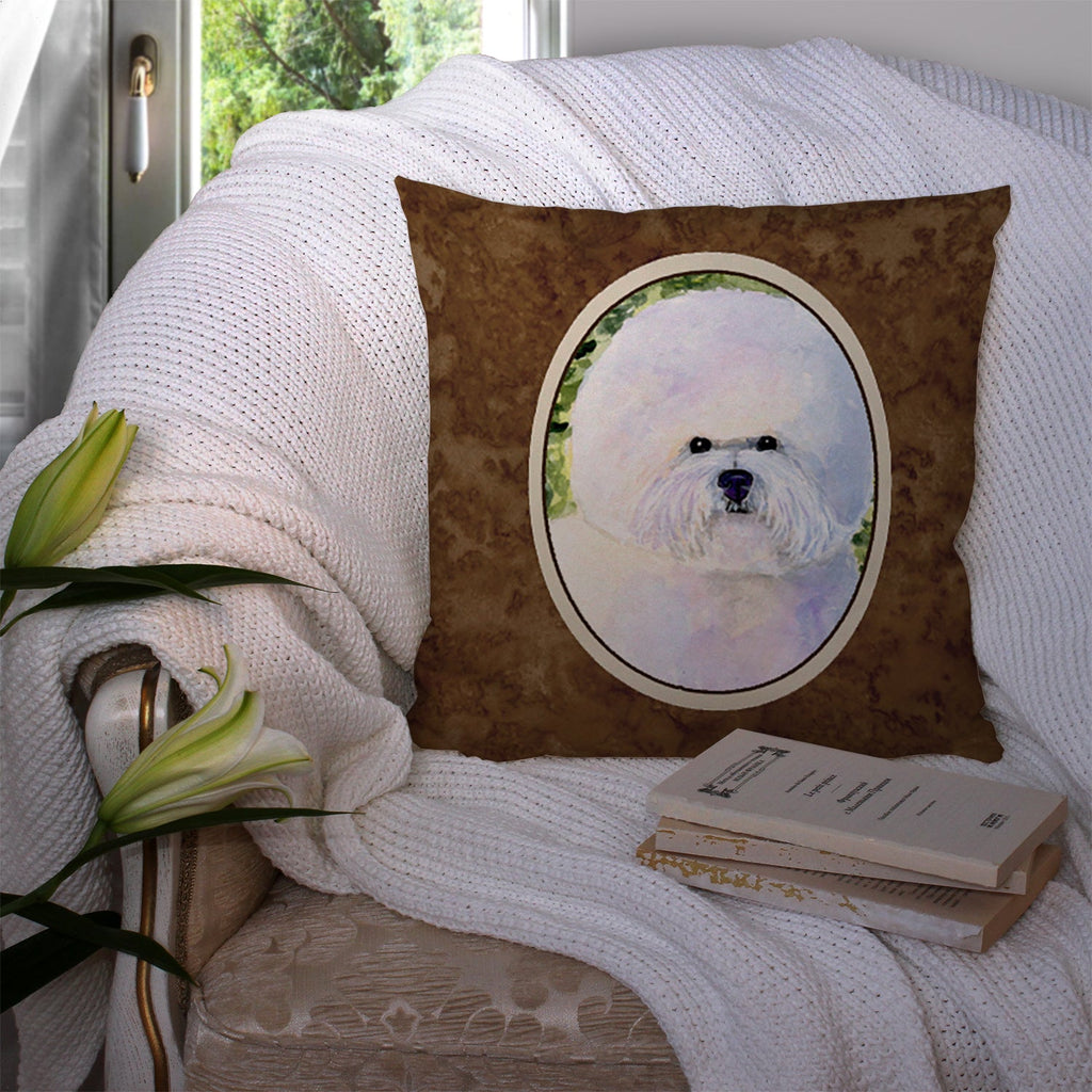 Bichon Frise Decorative Throw Pillow 14x14 Indoor Outdoor Accent Cushion, Fabric Cover with Insert for Sofa, Bed, Porch & Living Room