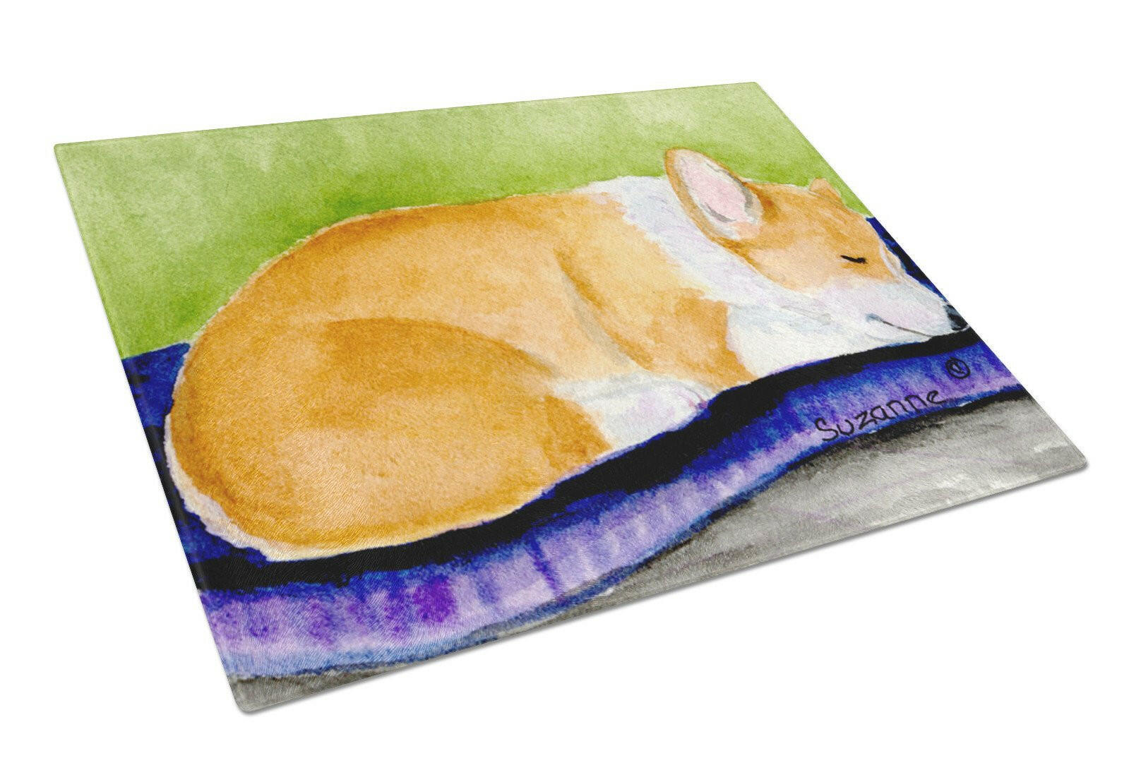 Corgi Cutting Board Tempered Glass Kitchen Cutting Surface, Heat Resistant Chopping, Non-Slip Feet, Food Prep & Serving