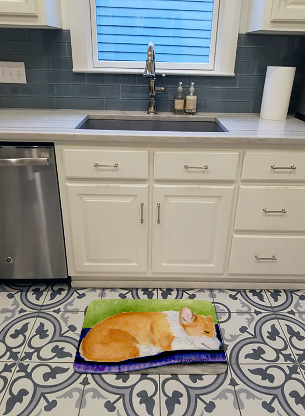 Corgi Memory Foam Kitchen Mat Machine Washable Anti-Fatigue Cushion Comfort Bath or Kitchen Rug