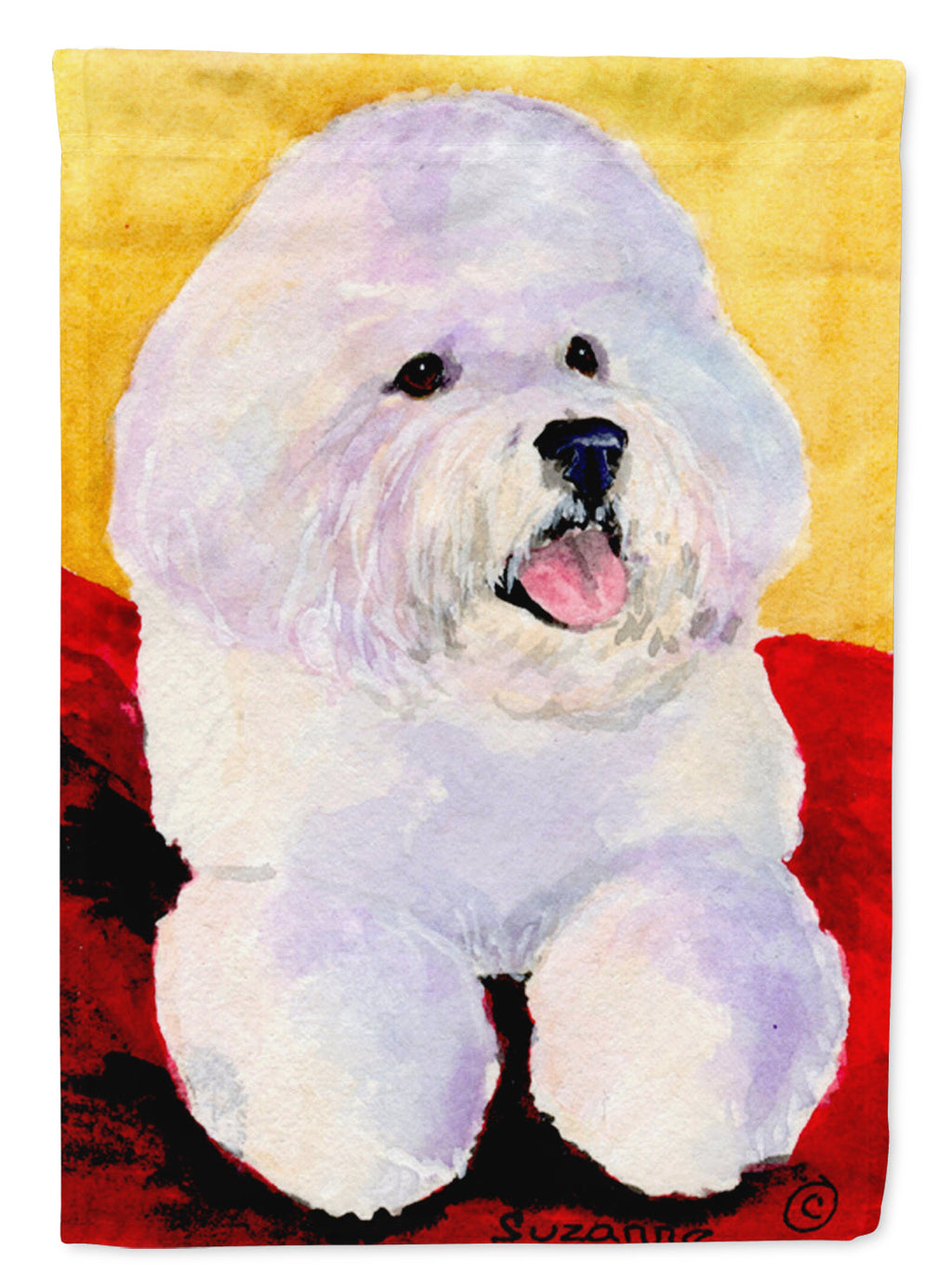 Bichon Frise House Flag 28x40 Porch Sleeve Pole Decorative Outside Yard Banner Artwork Wall Hanging, Polyester