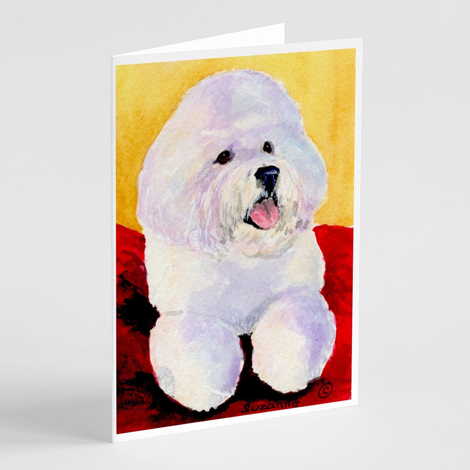 Bichon Frise Greeting Cards Pack of 8 Blank Cards with Envelopes Whimsical A7 Size 5x7