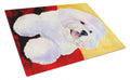 Bichon Frise Cutting Board Tempered Glass Kitchen Cutting Surface, Heat Resistant Chopping, Non-Slip Feet, Food Prep & Serving