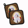 Bichon Frise Pot Holder Set of 2 Heat Resistant Quilted Hot Pads 7.5 x 7.5 Inch, Insulated Kitchen Trivets for Cooking & Baking