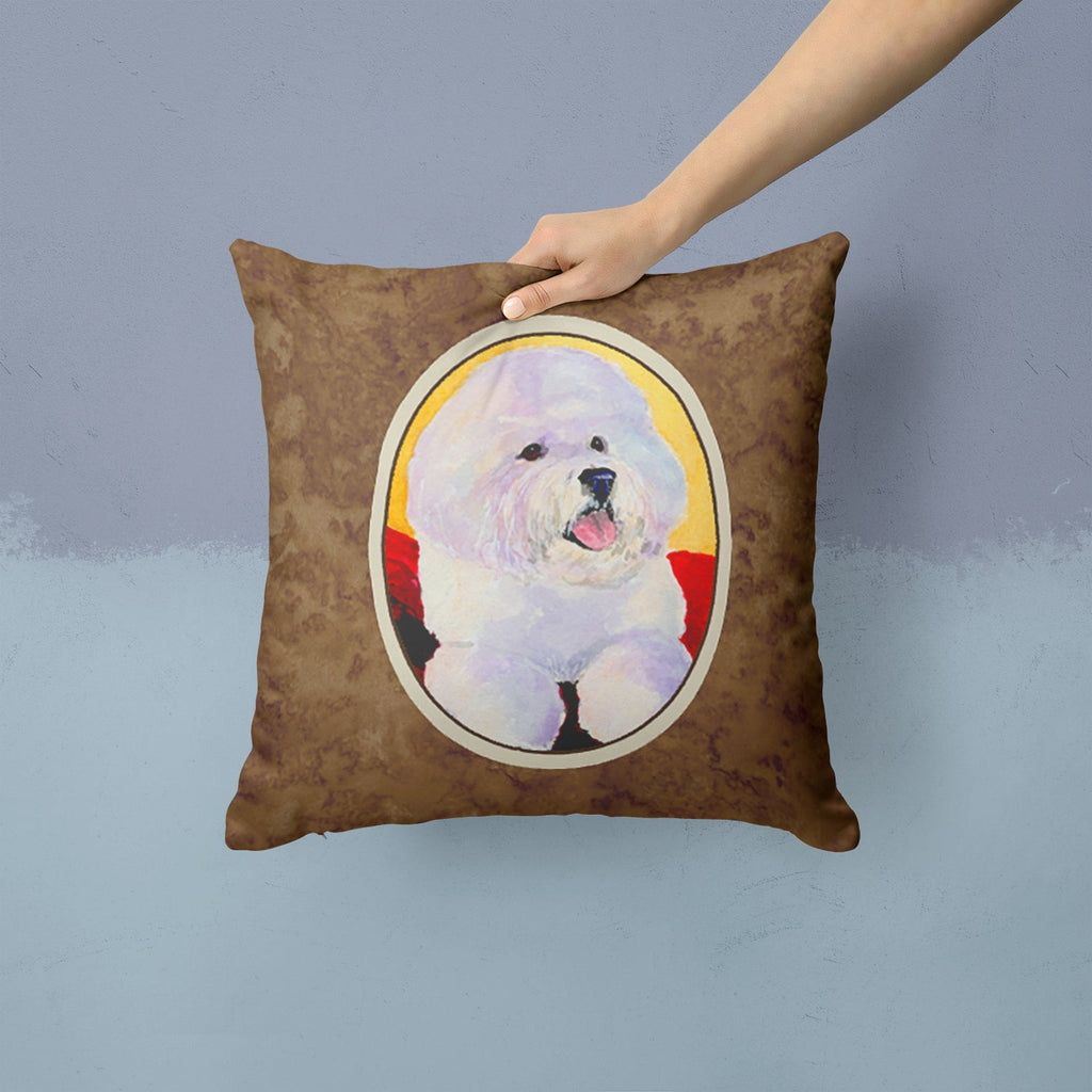 Bichon Frise Decorative Throw Pillow 14x14 Indoor Outdoor Accent Cushion, Fabric Cover with Insert for Sofa, Bed, Porch & Living Room