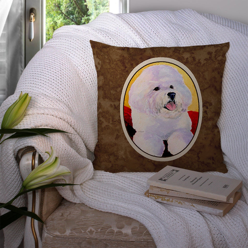 Bichon Frise Decorative Throw Pillow 14x14 Indoor Outdoor Accent Cushion, Fabric Cover with Insert for Sofa, Bed, Porch & Living Room