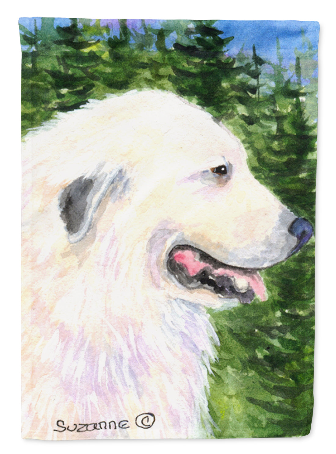 Great Pyrenees House Flag 28x40 Porch Sleeve Pole Decorative Outside Yard Banner Artwork Wall Hanging, Polyester