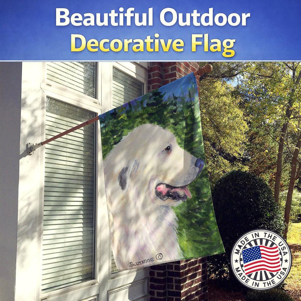 Great Pyrenees House Flag 28x40 Porch Sleeve Pole Decorative Outside Yard Banner Artwork Wall Hanging, Polyester