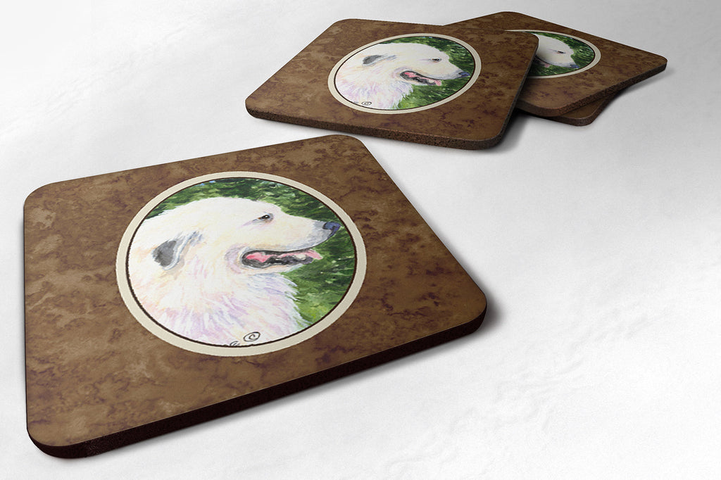 Great Pyrenees Foam Coasters Set of 4 Cup Coasters for Indoor Outdoor, Tabletop Protection, Anti Slip, Mouse pad Material
