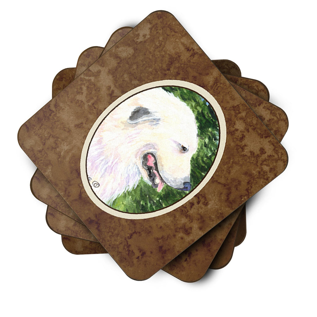 Great Pyrenees Foam Coasters Set of 4 Cup Coasters for Indoor Outdoor, Tabletop Protection, Anti Slip, Mouse pad Material