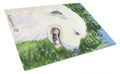 Great Pyrenees Cutting Board Tempered Glass Kitchen Cutting Surface, Heat Resistant Chopping, Non-Slip Feet, Food Prep & Serving