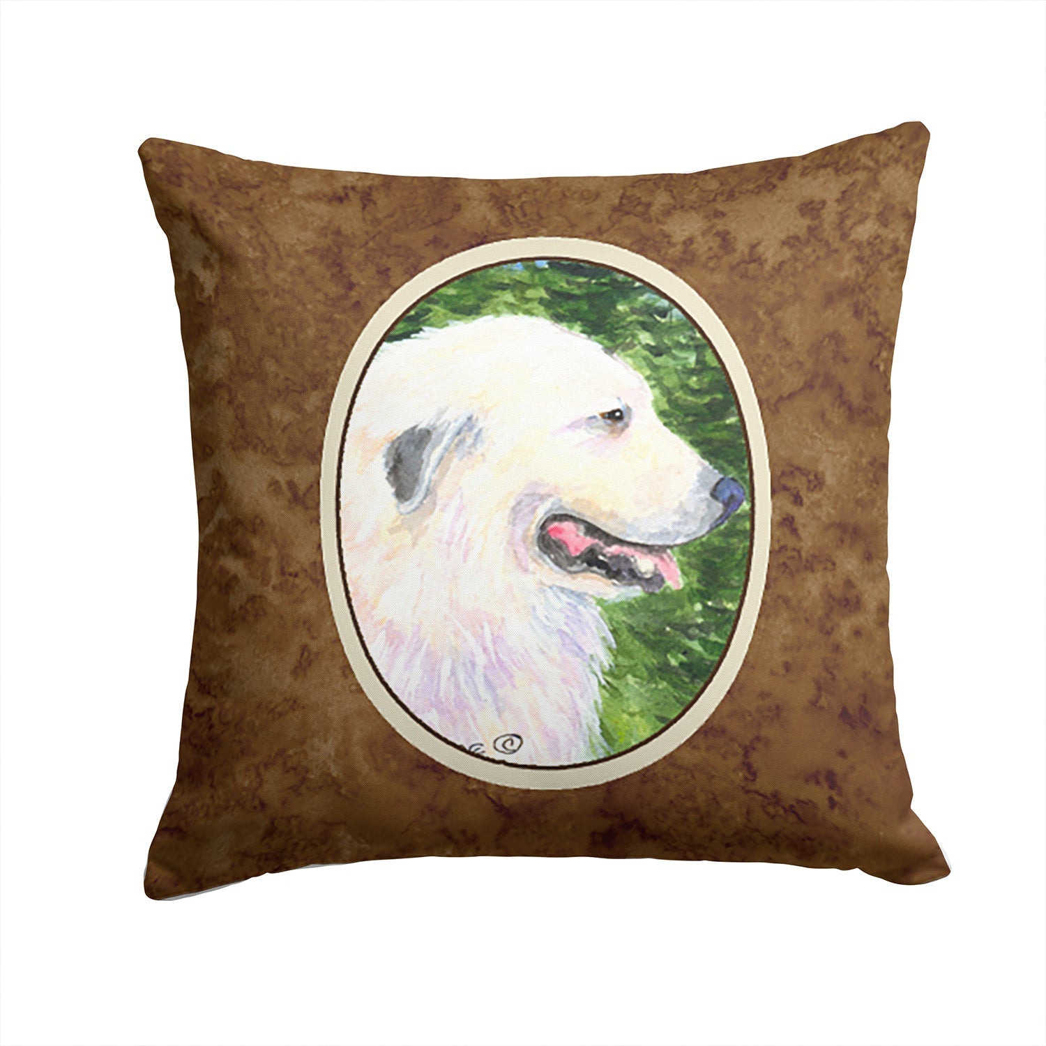 Great Pyrenees Decorative Throw Pillow 14x14 Indoor Outdoor Accent Cushion, Fabric Cover with Insert for Sofa, Bed, Porch & Living Room