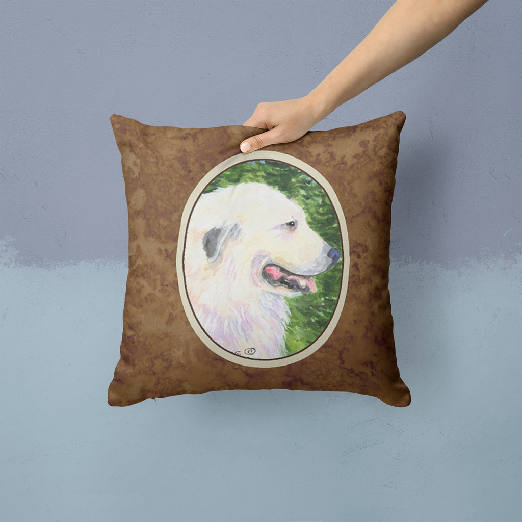 Great Pyrenees Decorative Throw Pillow 14x14 Indoor Outdoor Accent Cushion, Fabric Cover with Insert for Sofa, Bed, Porch & Living Room