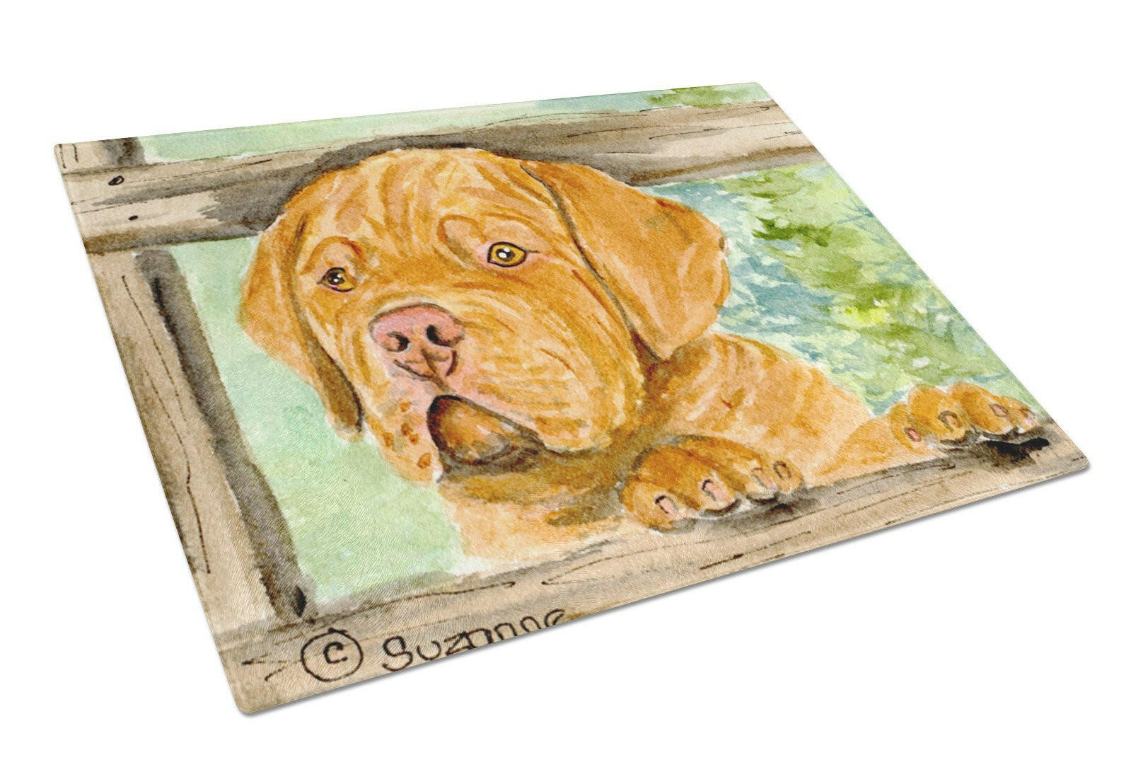 Dogue de Bordeaux Cutting Board Tempered Glass Kitchen Cutting Surface, Heat Resistant Chopping, Non-Slip Feet, Food Prep & Serving