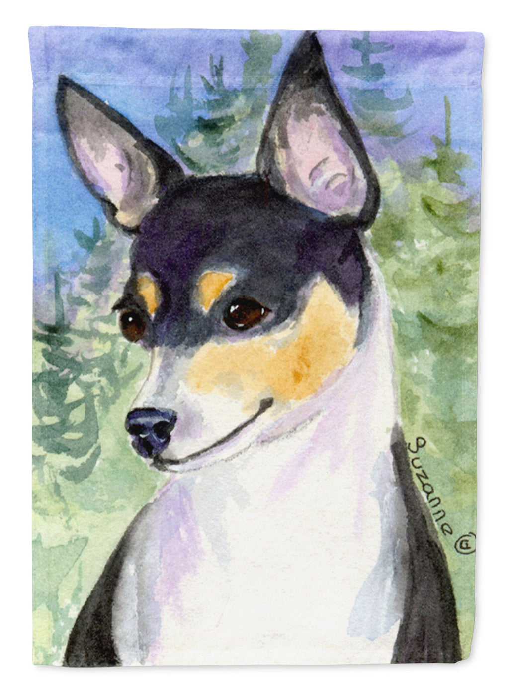 Rat Terrier House Flag 28x40 Porch Sleeve Pole Decorative Outside Yard Banner Artwork Wall Hanging, Polyester