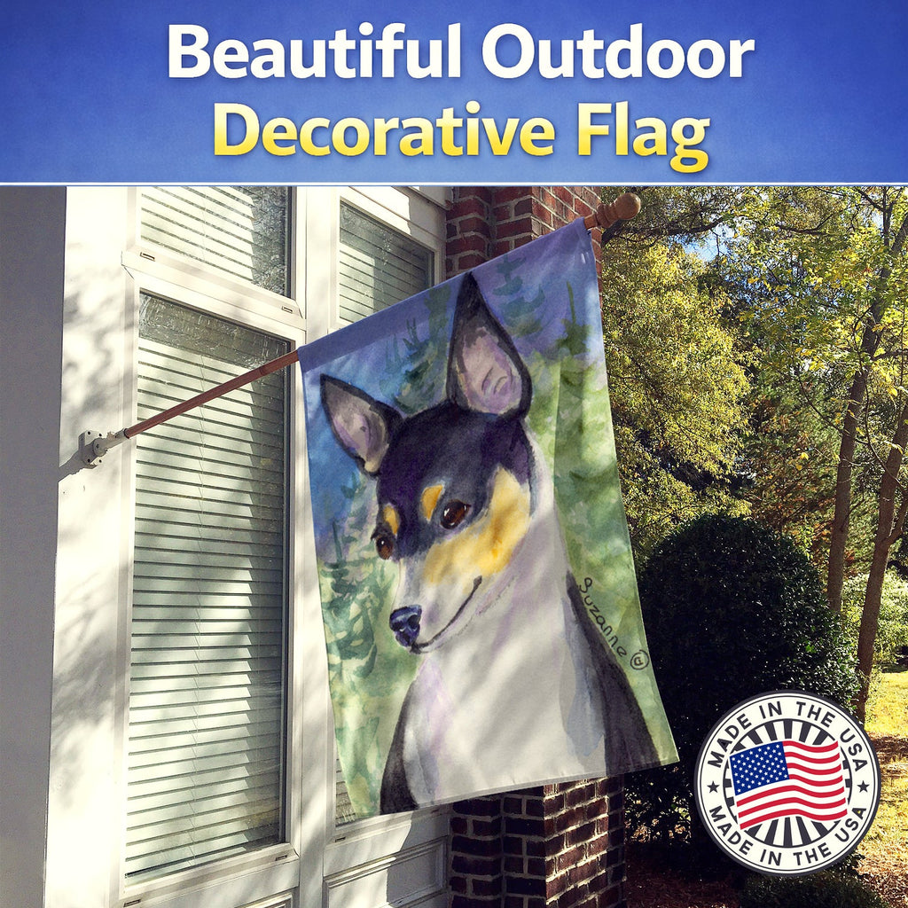 Rat Terrier House Flag 28x40 Porch Sleeve Pole Decorative Outside Yard Banner Artwork Wall Hanging, Polyester