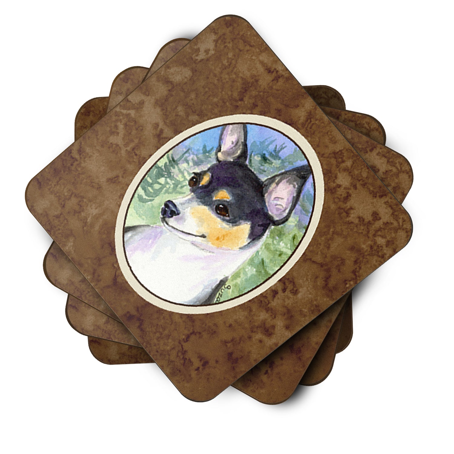Rat Terrier Foam Coasters Set of 4 Cup Coasters for Indoor Outdoor, Tabletop Protection, Anti Slip, Mouse pad Material