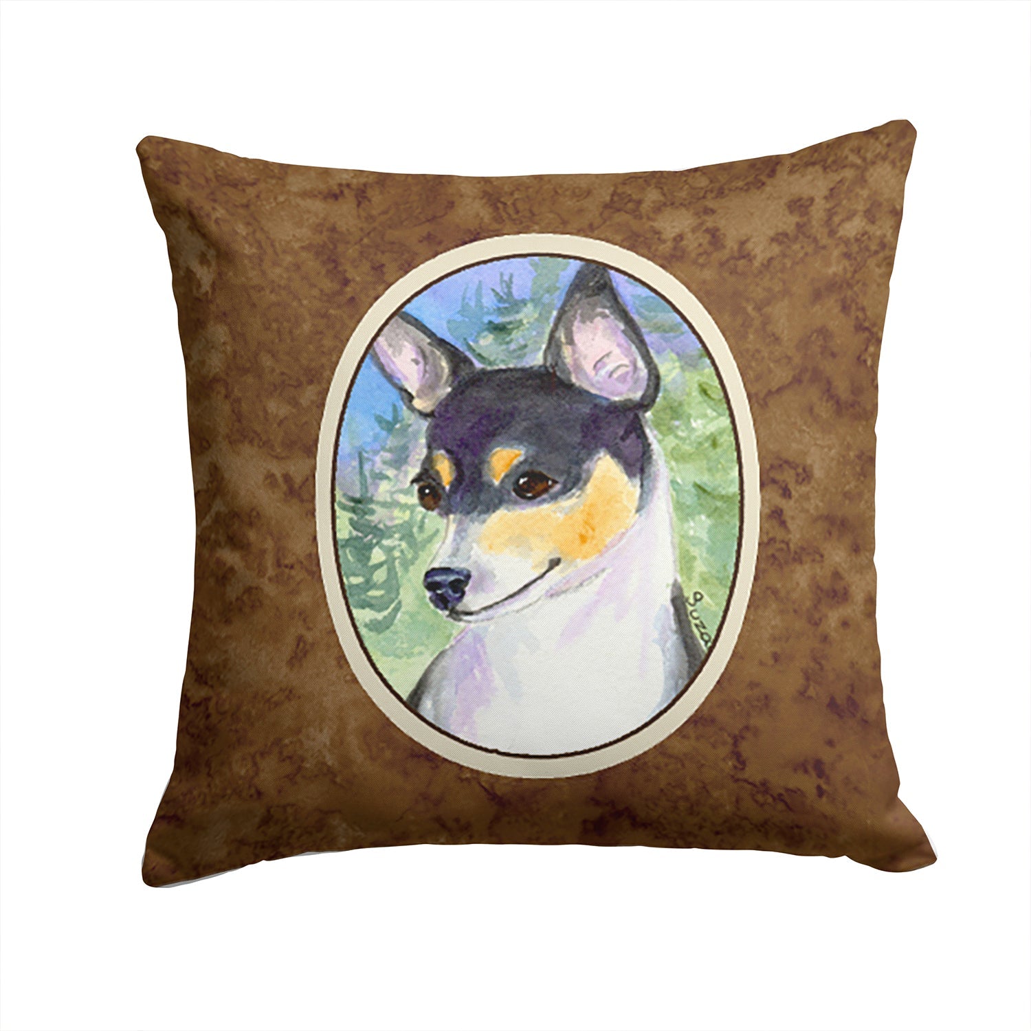 Rat Terrier Decorative Throw Pillow 14x14 Indoor Outdoor Accent Cushion, Fabric Cover with Insert for Sofa, Bed, Porch & Living Room