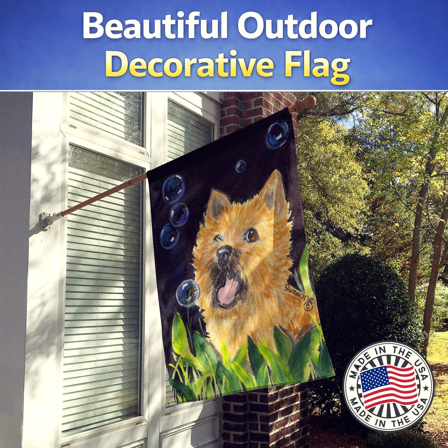 Cairn Terrier House Flag 28x40 Porch Sleeve Pole Decorative Outside Yard Banner Artwork Wall Hanging, Polyester