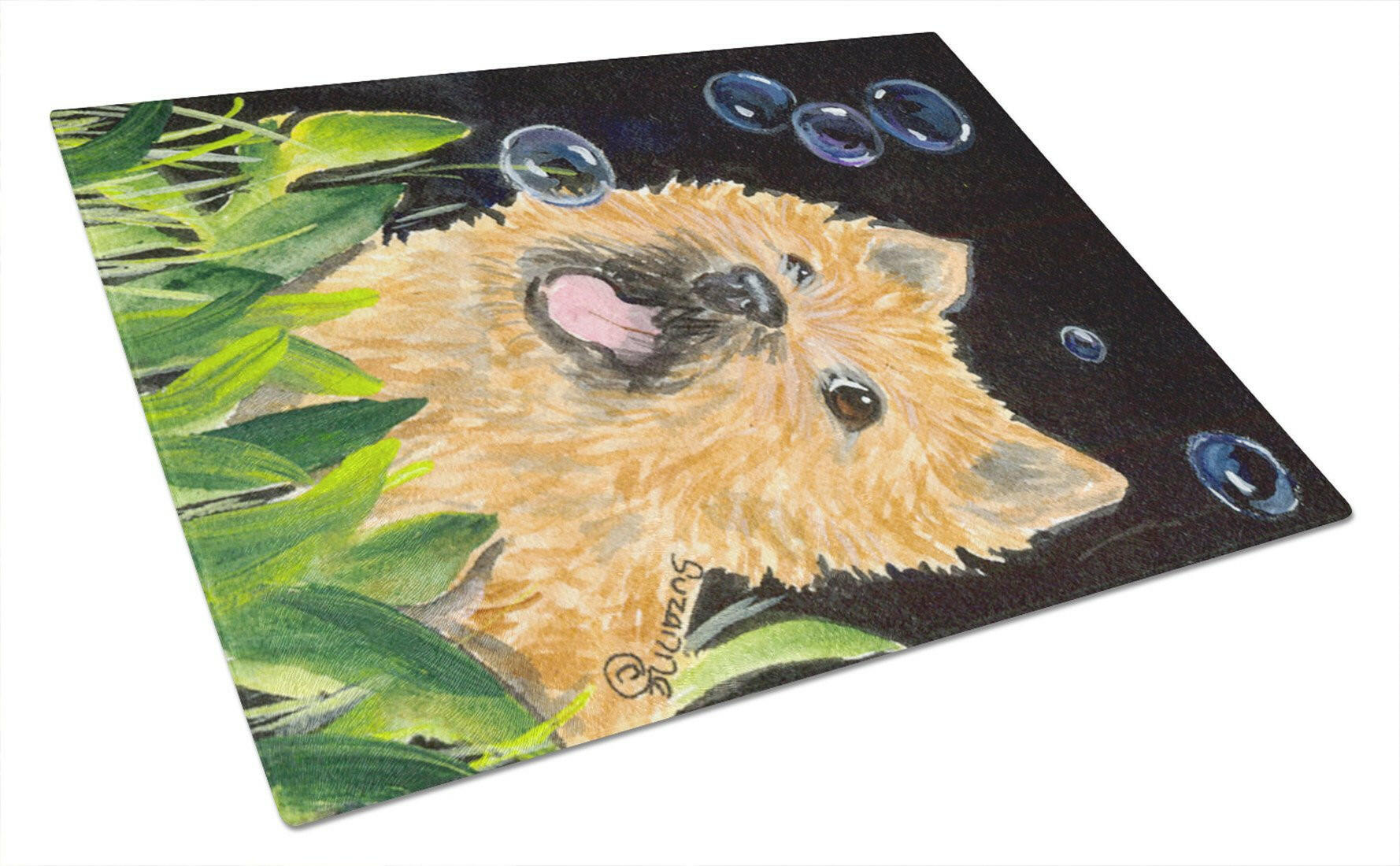 Cairn Terrier Cutting Board Tempered Glass Kitchen Cutting Surface, Heat Resistant Chopping, Non-Slip Feet, Food Prep & Serving