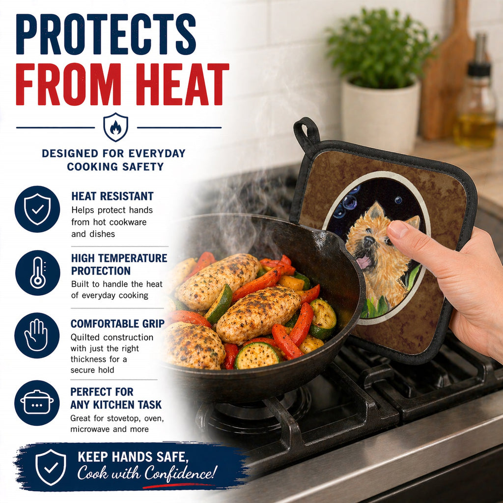Cairn Terrier Pot Holder Set of 2 Heat Resistant Quilted Hot Pads 7.5 x 7.5 Inch, Insulated Kitchen Trivets for Cooking & Baking