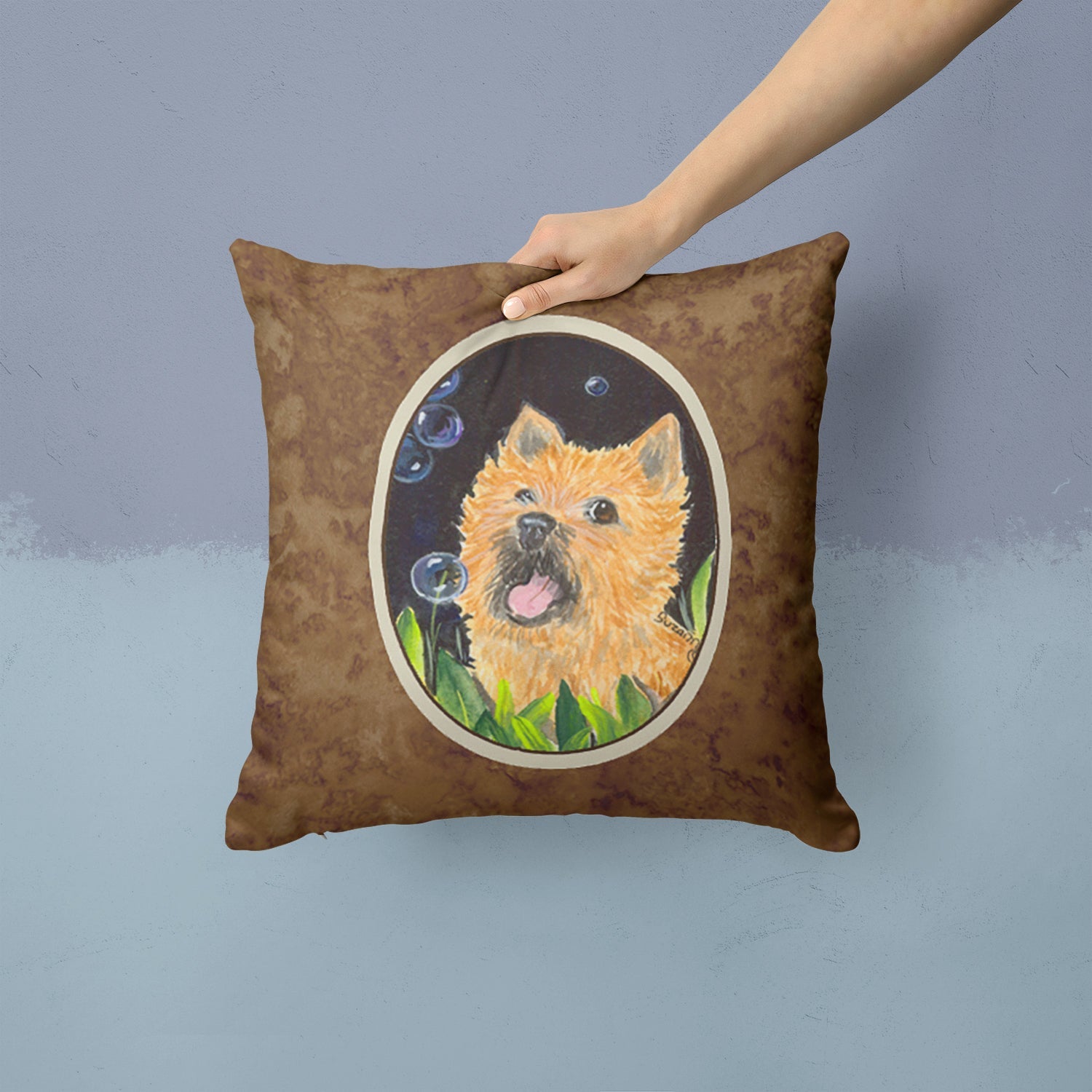 Cairn Terrier Decorative Throw Pillow 14x14 Indoor Outdoor Accent Cushion, Fabric Cover with Insert for Sofa, Bed, Porch & Living Room