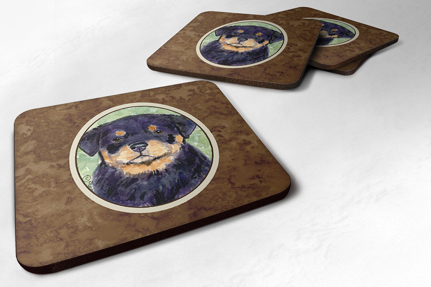 Rottweiler Foam Coasters Set of 4 Cup Coasters for Indoor Outdoor, Tabletop Protection, Anti Slip, Mouse pad Material
