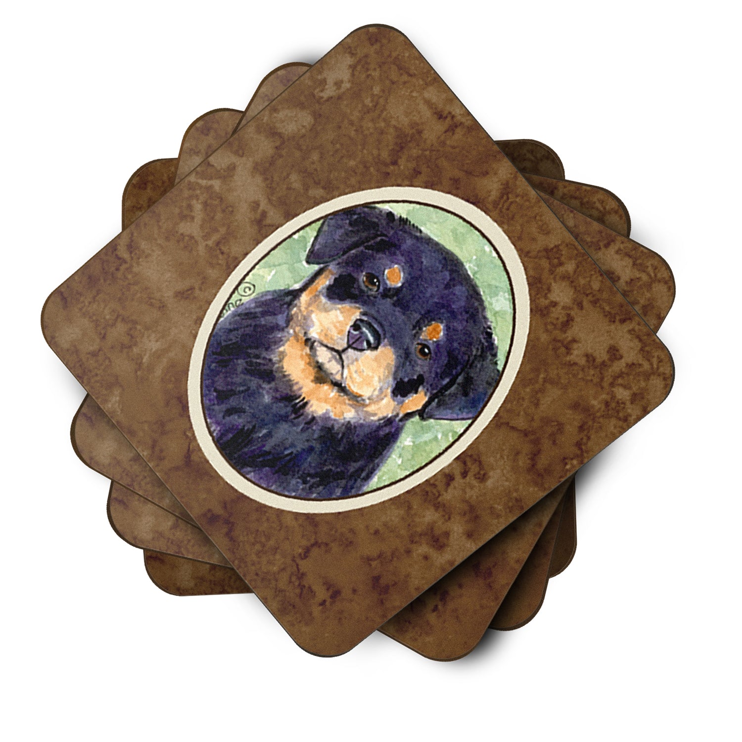 Rottweiler Foam Coasters Set of 4 Cup Coasters for Indoor Outdoor, Tabletop Protection, Anti Slip, Mouse pad Material