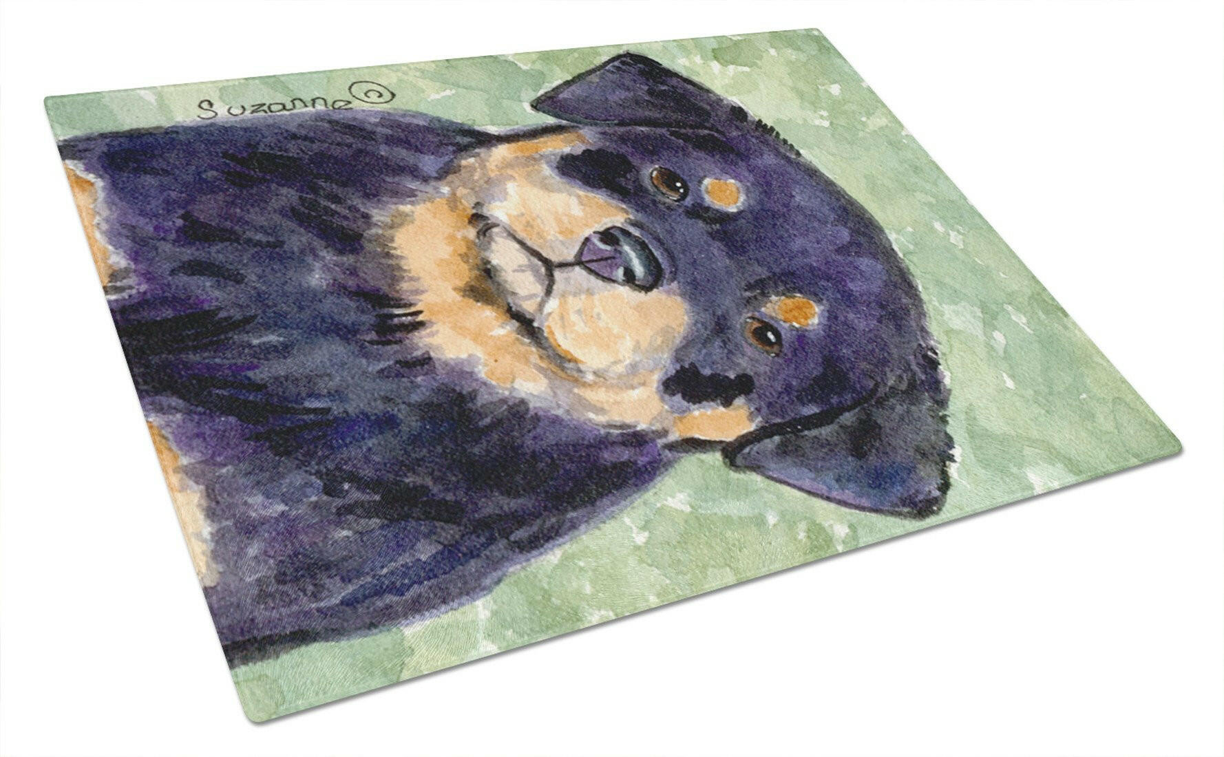 Rottweiler Cutting Board Tempered Glass Kitchen Cutting Surface, Heat Resistant Chopping, Non-Slip Feet, Food Prep & Serving