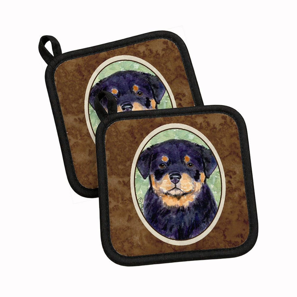 Rottweiler Pot Holder Set of 2 Heat Resistant Quilted Hot Pads 7.5 x 7.5 Inch, Insulated Kitchen Trivets for Cooking & Baking