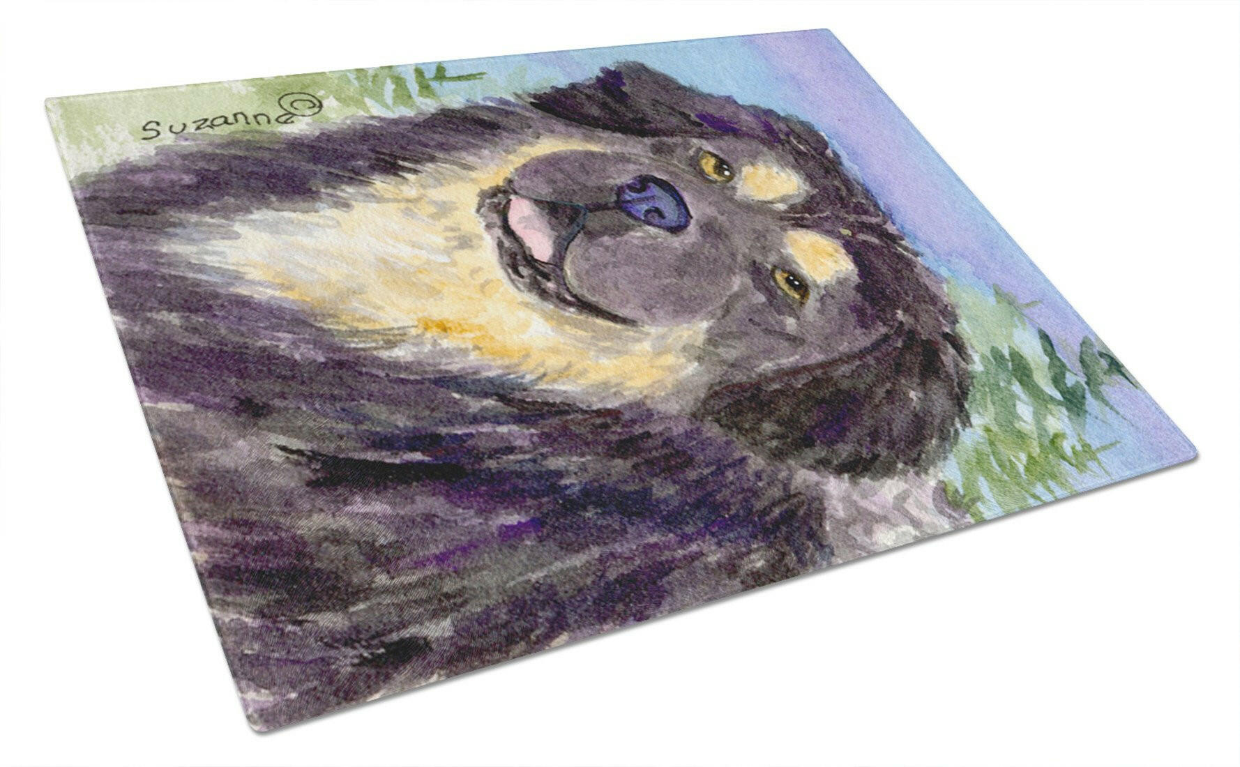 Tibetan Mastiff Cutting Board Tempered Glass Kitchen Cutting Surface, Heat Resistant Chopping, Non-Slip Feet, Food Prep & Serving