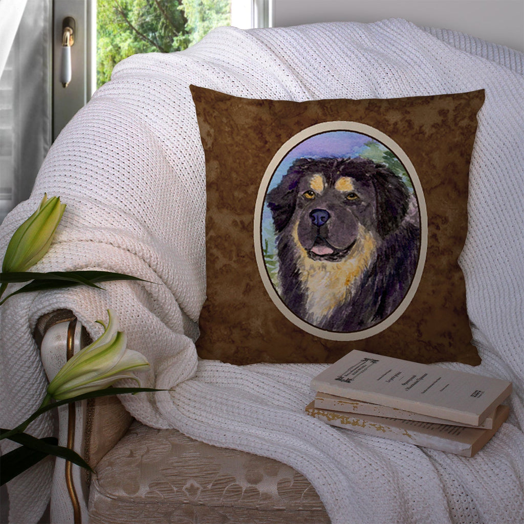 Tibetan Mastiff Decorative Throw Pillow 14x14 Indoor Outdoor Accent Cushion, Fabric Cover with Insert for Sofa, Bed, Porch & Living Room