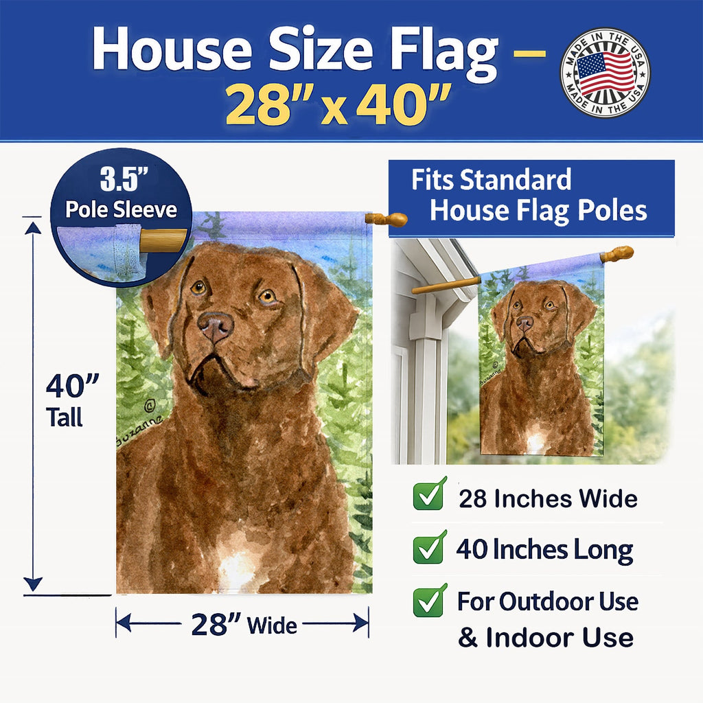 Chesapeake Bay Retriever House Flag 28x40 Porch Sleeve Pole Decorative Outside Yard Banner Artwork Wall Hanging, Polyester