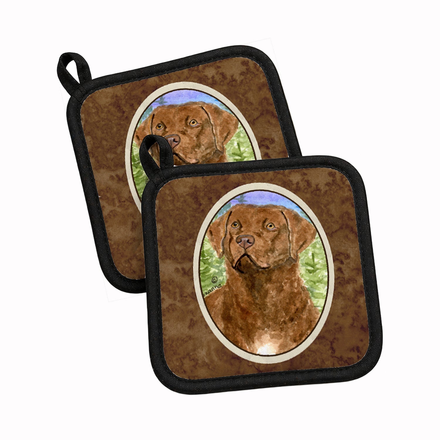 Chesapeake Bay Retriever Pot Holder Set of 2 Heat Resistant Quilted Hot Pads 7.5 x 7.5 Inch, Insulated Kitchen Trivets for Cooking & Baking