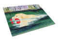 Golden Retriever Cutting Board Tempered Glass Kitchen Cutting Surface, Heat Resistant Chopping, Non-Slip Feet, Food Prep & Serving