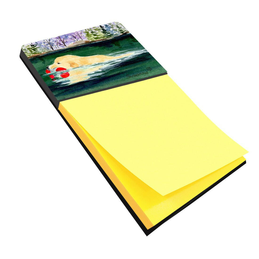 Golden Retriever Watercolor Sticky Note Holder Refillable Dispenser Desk Accessory 3x3 Pad Gift