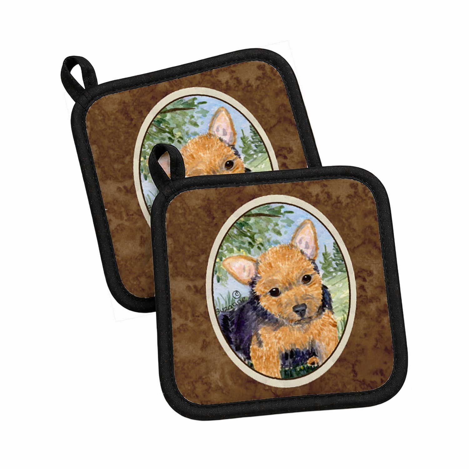 Norwich Terrier Pot Holder Set of 2 Heat Resistant Quilted Hot Pads 7.5 x 7.5 Inch, Insulated Kitchen Trivets for Cooking & Baking