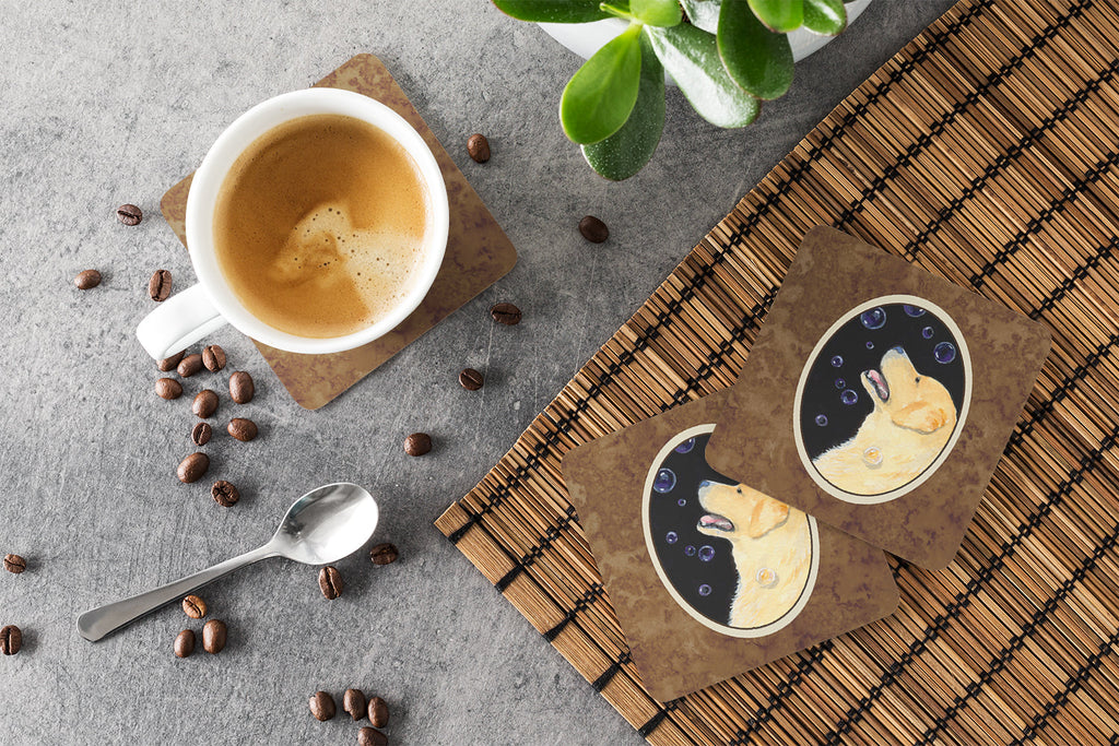 Golden Retriever Foam Coasters Set of 4 Cup Coasters for Indoor Outdoor, Tabletop Protection, Anti Slip, Mouse pad Material