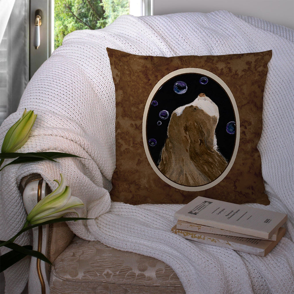 Springer Spaniel Decorative Throw Pillow 14x14 Indoor Outdoor Accent Cushion, Fabric Cover with Insert for Sofa, Bed, Porch & Living Room