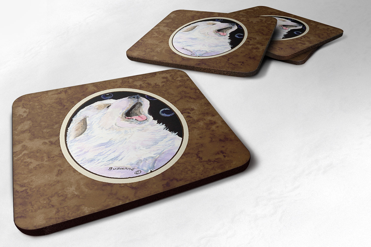Great Pyrenees Foam Coasters Set of 4 Cup Coasters for Indoor Outdoor, Tabletop Protection, Anti Slip, Mouse pad Material