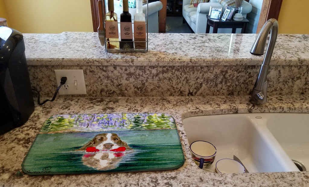 Springer Spaniel Dish Drying Mat Absorbent Dish Drying Mat Pad for Kitchen Counter Dish Drainer Mat for Countertop, 14 x 21", Multicolor