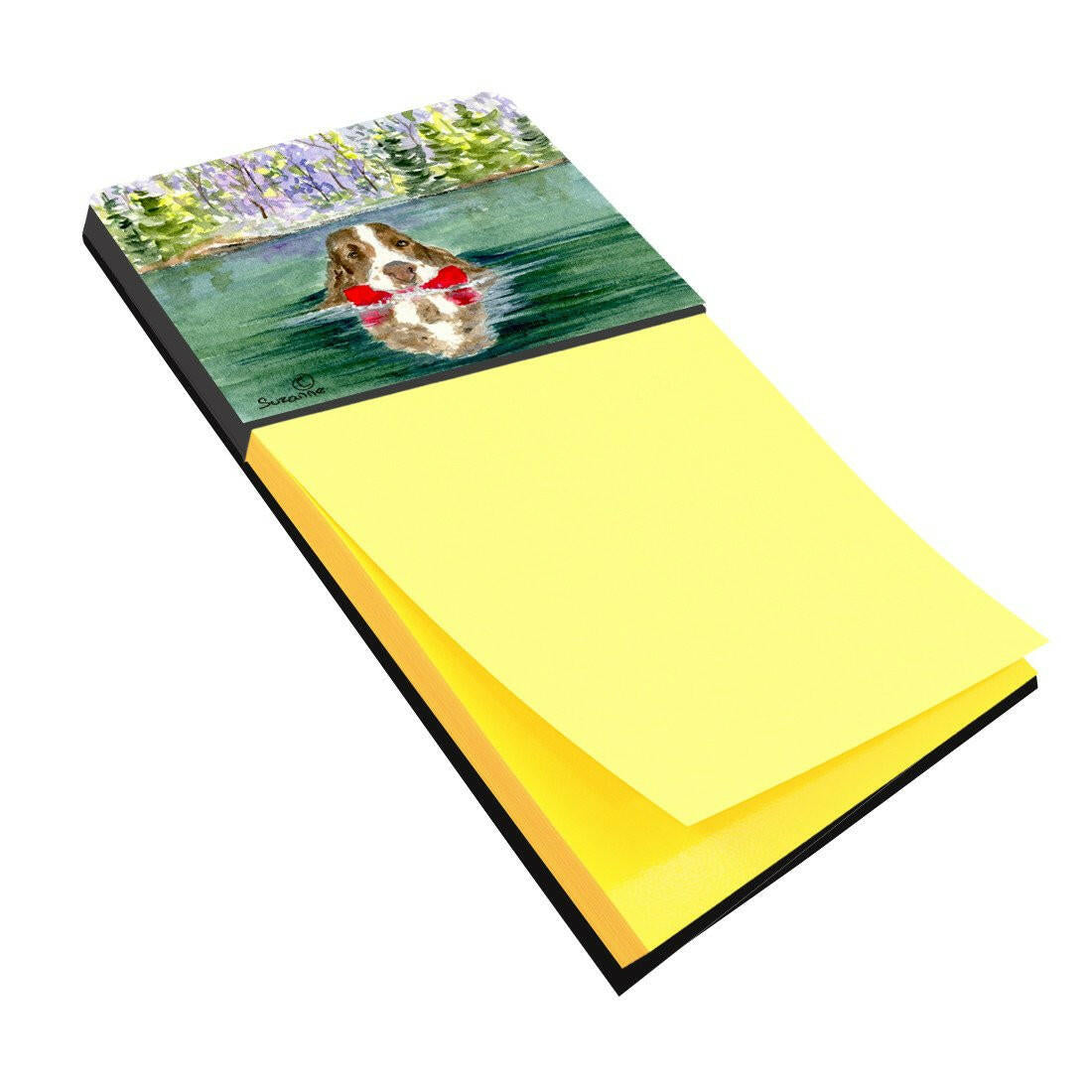 Springer Spaniel Watercolor Sticky Note Holder Refillable Dispenser Desk Accessory 3x3 Pad Gift