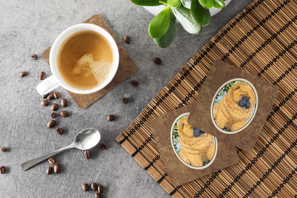 Chow Chow Foam Coasters Set of 4 Cup Coasters for Indoor Outdoor, Tabletop Protection, Anti Slip, Mouse pad Material