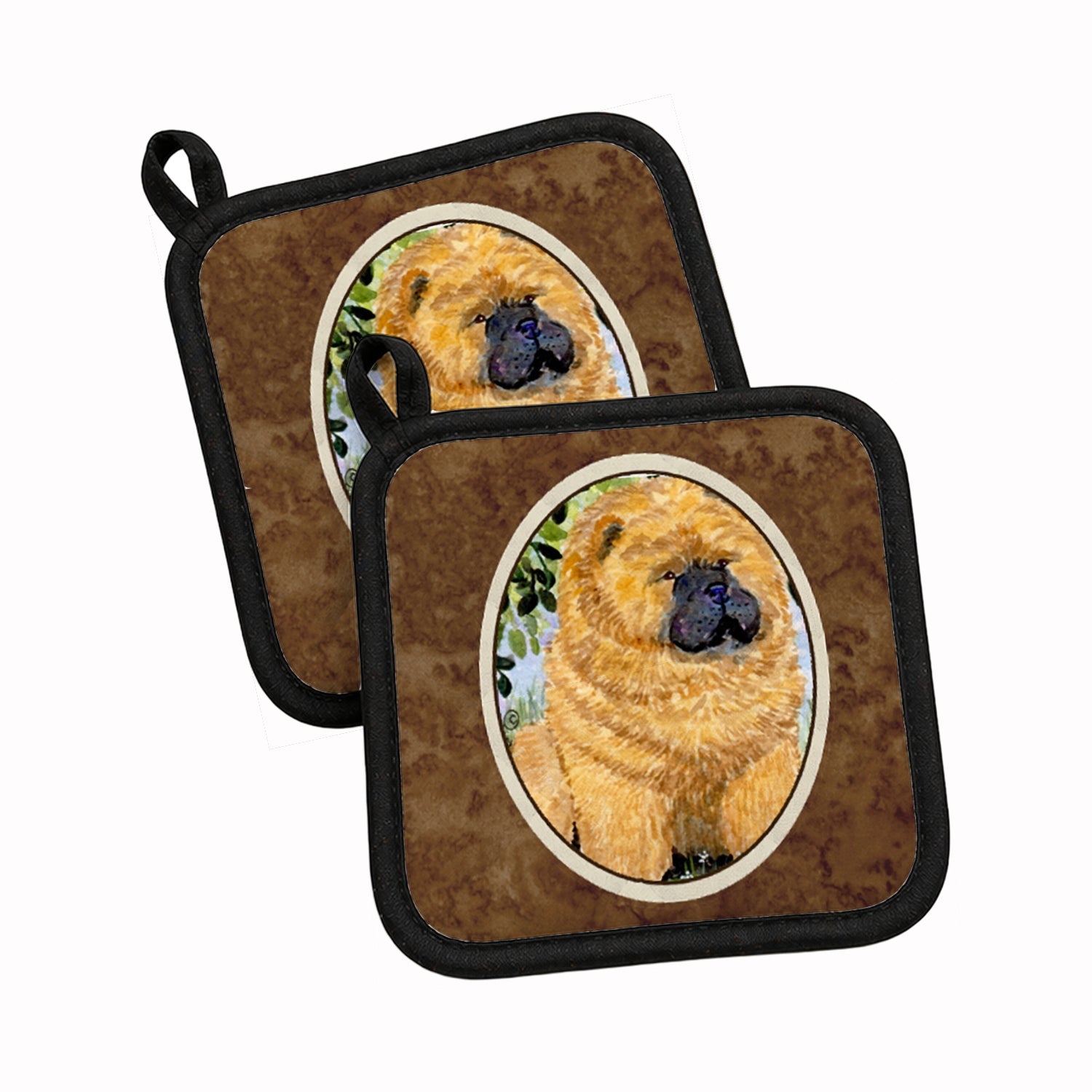 Chow Chow Pot Holder Set of 2 Heat Resistant Quilted Hot Pads 7.5 x 7.5 Inch, Insulated Kitchen Trivets for Cooking & Baking