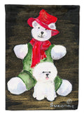 Bichon Frise with Teddy Bear House Flag 28x40 Porch Sleeve Pole Decorative Outside Yard Banner Artwork Wall Hanging, Polyester