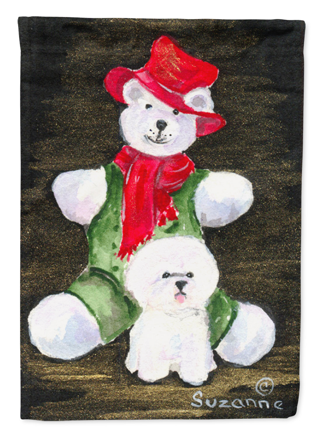 Bichon Frise with Teddy Bear House Flag 28x40 Porch Sleeve Pole Decorative Outside Yard Banner Artwork Wall Hanging, Polyester