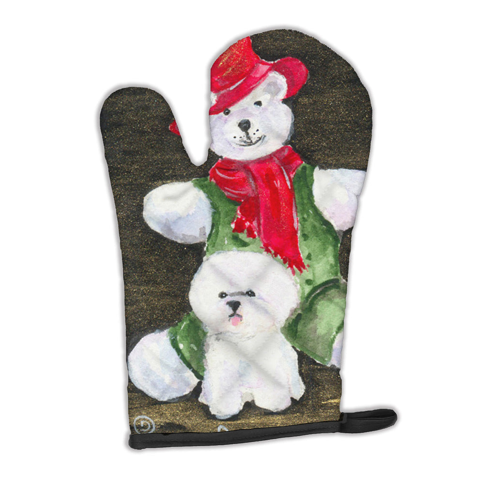 Bichon Frise with Teddy Bear Oven Mitt Heat Resistant Thick Oven Mitt for Hot Pans and Oven, Kitchen Mitt Protect Hands, Cooking Baking Glove