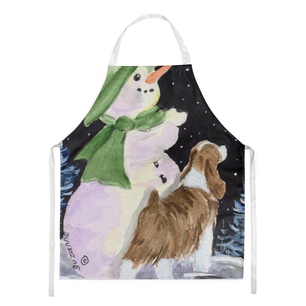 Snowman with English Springer Spaniel Apron Cooking Kitchen Server Baking Crafts Gardening for Adult Women Men, Unisex, Large, Multicolor
