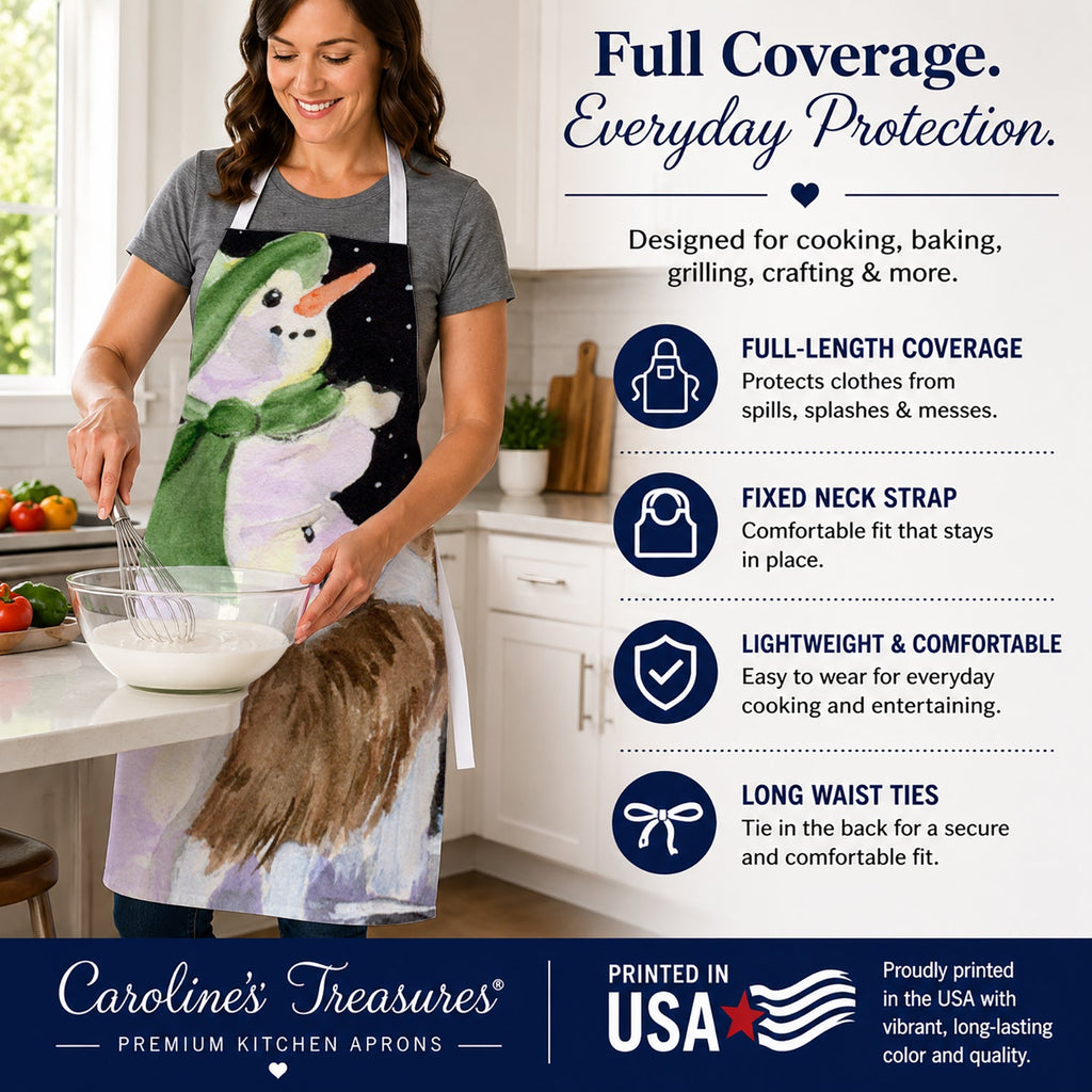 Snowman with English Springer Spaniel Apron Cooking Kitchen Server Baking Crafts Gardening for Adult Women Men, Unisex, Large, Multicolor